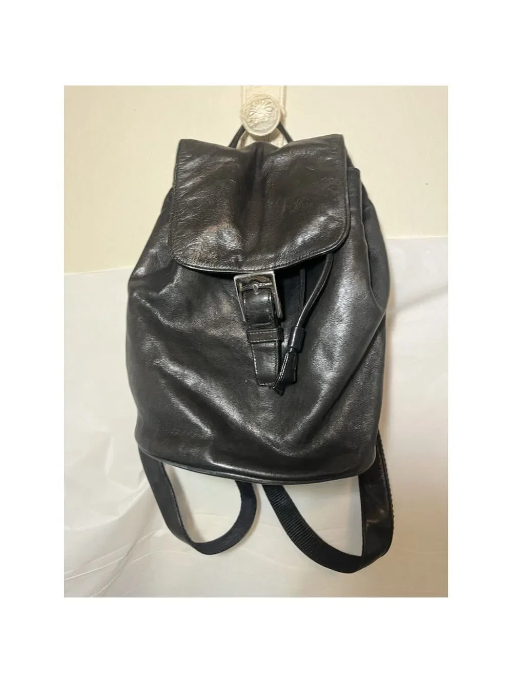 vintage DKNY Donna Karan leather backpack Y2K